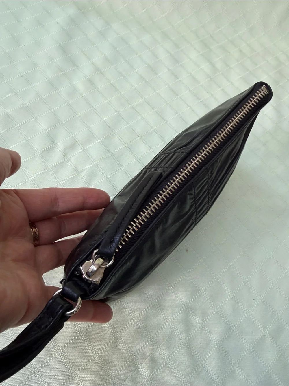 Vintage Y2K Banana Republic Black Leather Wristlet Clutch - Classic Evening Bag